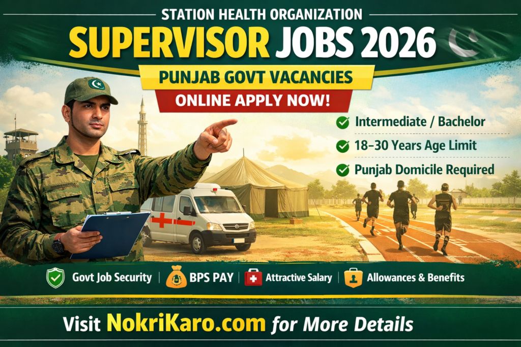 Station Health Organization Supervisor Jobs 2026 – Latest Punjab Govt Vacancies Online Apply