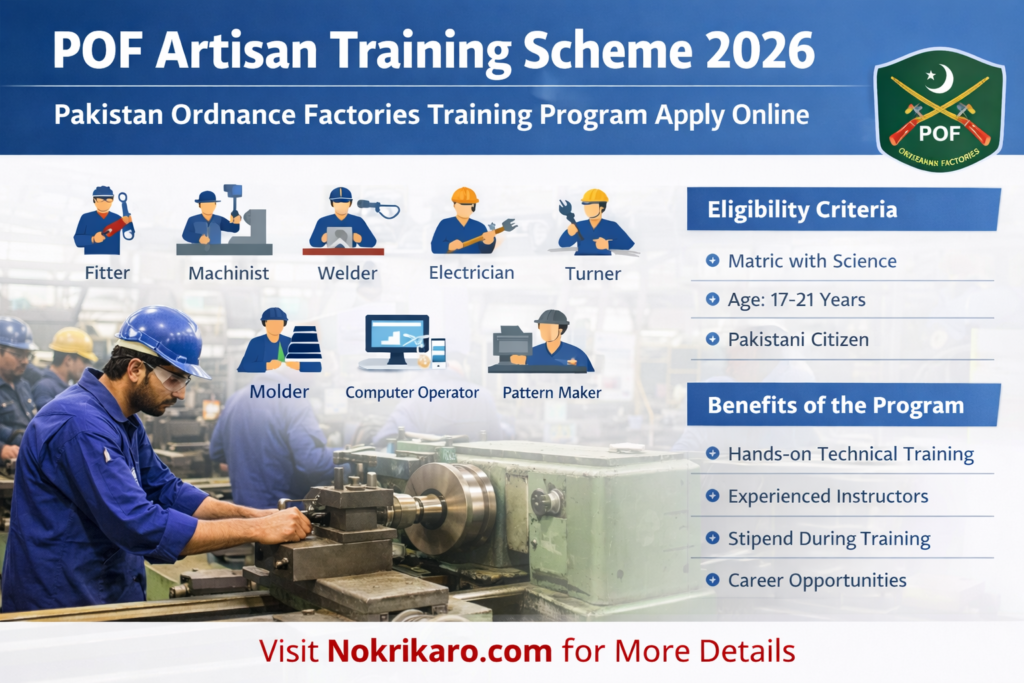 POF Artisan Training Scheme 2026 – Best Pakistan Ordnance Factories Training Program | Apply Now